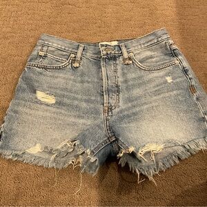 Free People Distressed High Rise Cutoff Denim Jean Shorts 27
